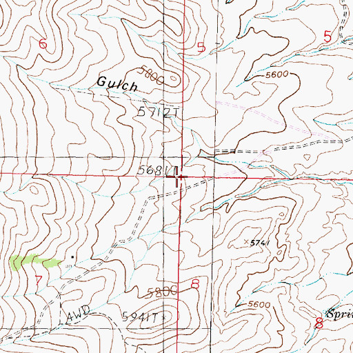 Topographic Map of Jacks Gulch, MT