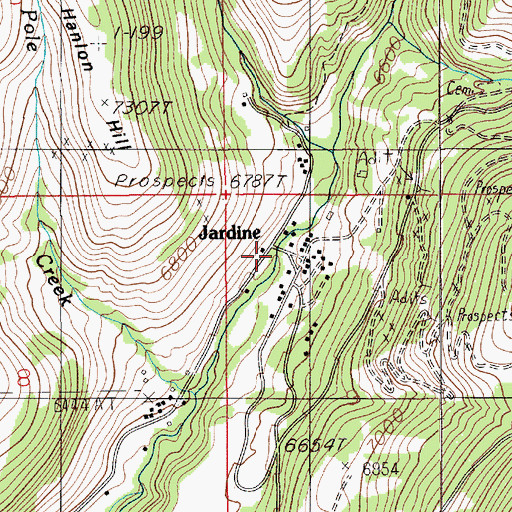 Topographic Map of Jardine, MT