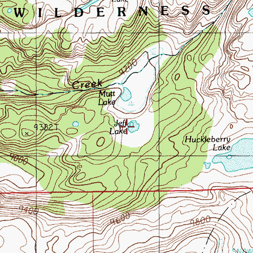 Topographic Map of Jeff Lake, MT