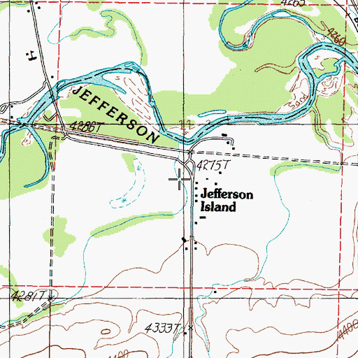 Topographic Map of Jefferson Island, MT