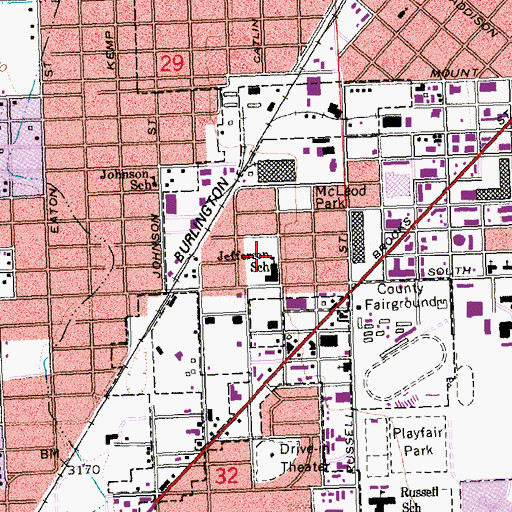 Topographic Map of Jefferson School, MT