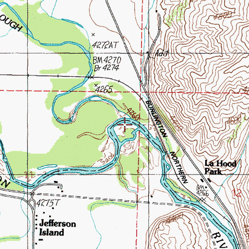 Topographic Map of Jefferson Slough, MT