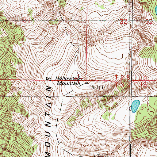 Topographic Map of Hollowtop Mountain, MT