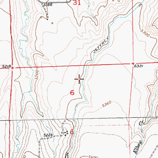Topographic Map of Jeffrey Ditch, MT