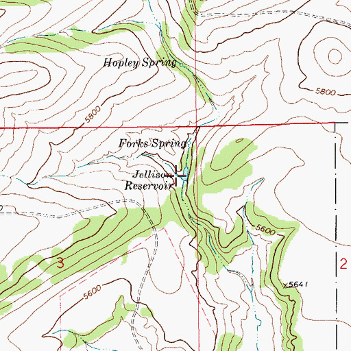 Topographic Map of Jellison Reservoir, MT