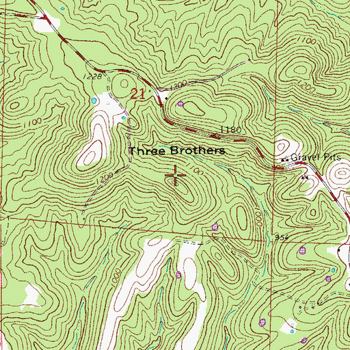 Topographic Map of Three Brothers, AR