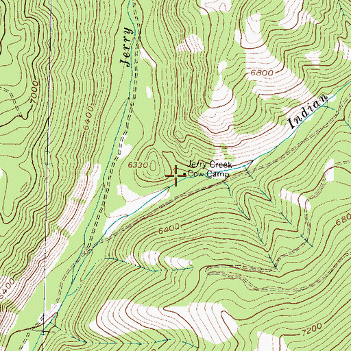 Topographic Map of Jerry Creek Cow Camp, MT
