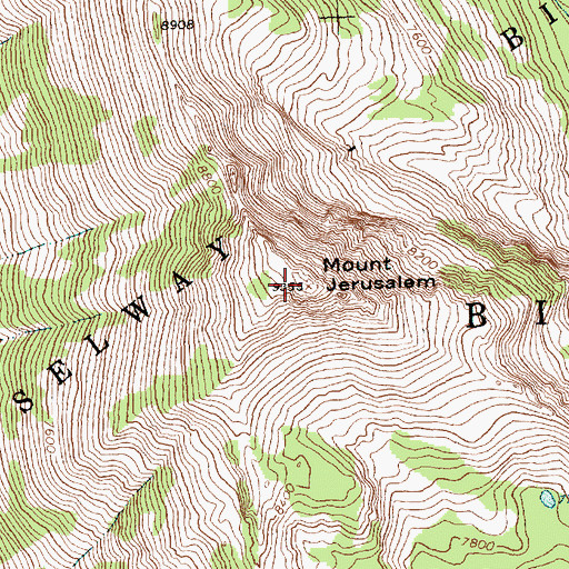 Topographic Map of Mount Jerusalem, MT