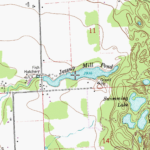 Topographic Map of Jessup Mill Pond, MT