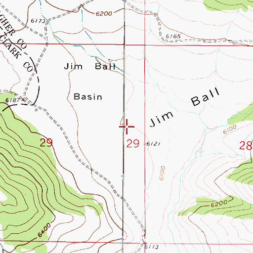 Topographic Map of Jim Ball Basin, MT