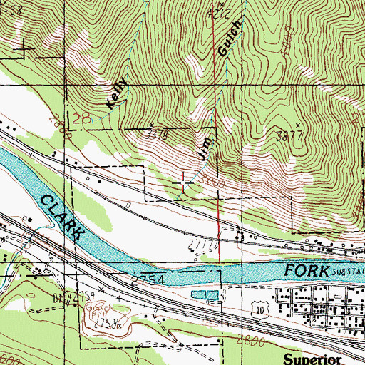 Topographic Map of Jim Gulch, MT