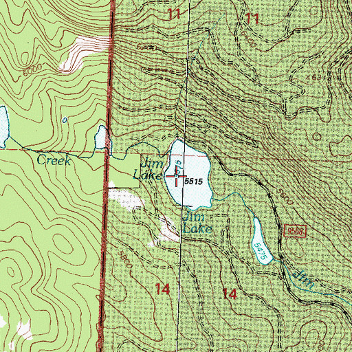 Topographic Map of Jim Lake, MT