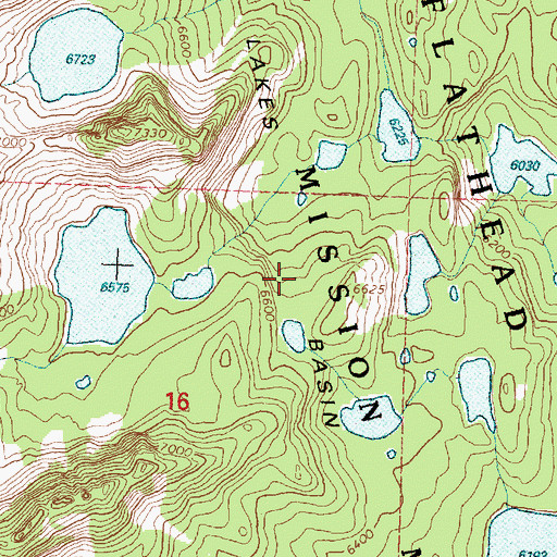 Topographic Map of Jim Lakes Basin, MT