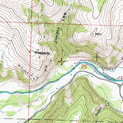 Topographic Map of Jimmy Lee Gulch, MT