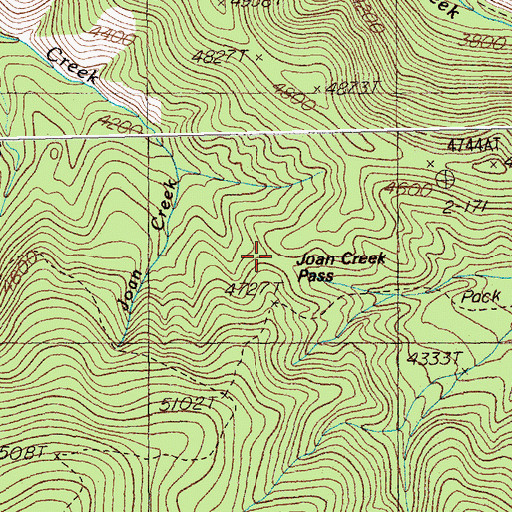 Topographic Map of Joan Creek Pass, MT