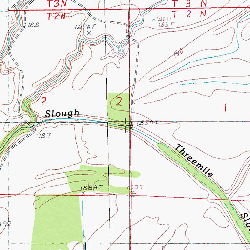 Topographic Map of Three Mile Slough, AR