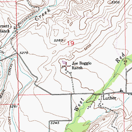Topographic Map of Joe Boggio Ranch, MT