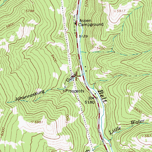 Topographic Map of Johannesburg Gulch, MT