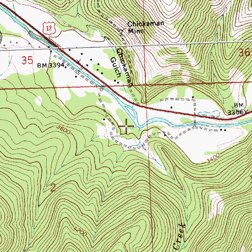 Topographic Map of John Creek, MT
