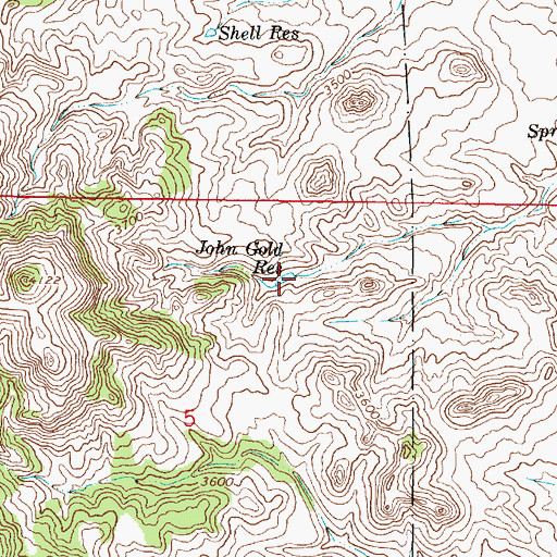 Topographic Map of John Gold Reservoir, MT