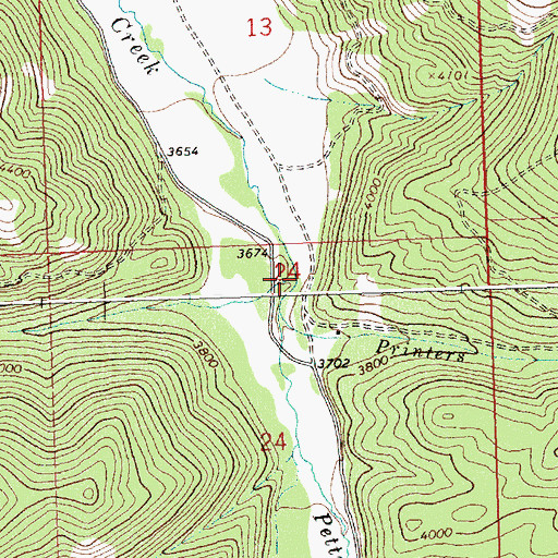 Topographic Map of Johns Creek, MT