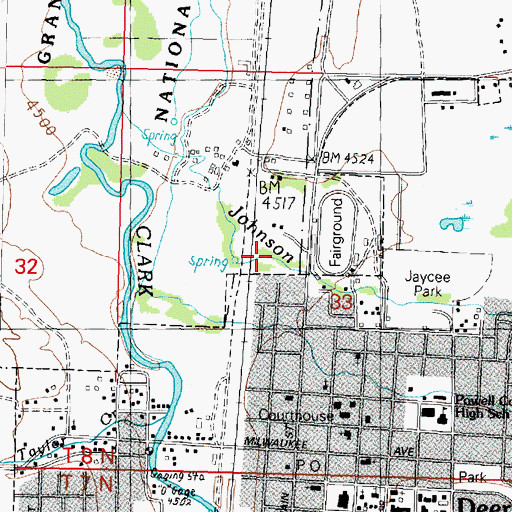 Topographic Map of Johnson Creek, MT