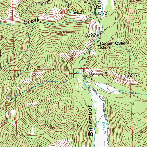 Topographic Map of Johnson Creek, MT