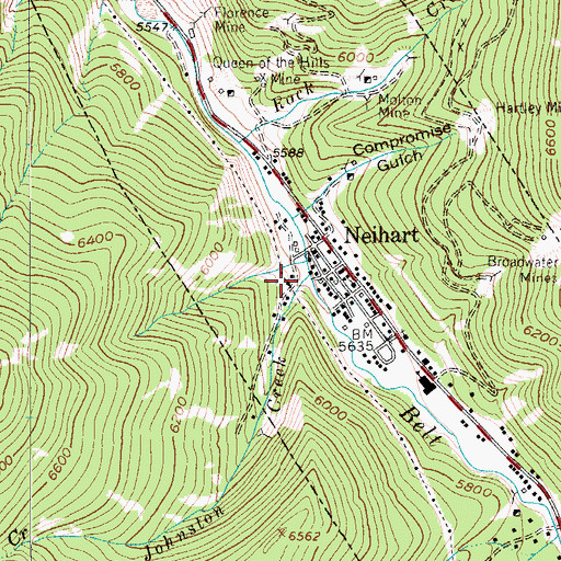 Topographic Map of Johnston Creek, MT