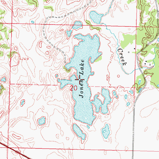 Topographic Map of Jones Lake, MT