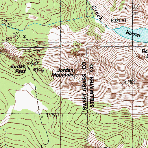 Topographic Map of Jordan Mountain, MT