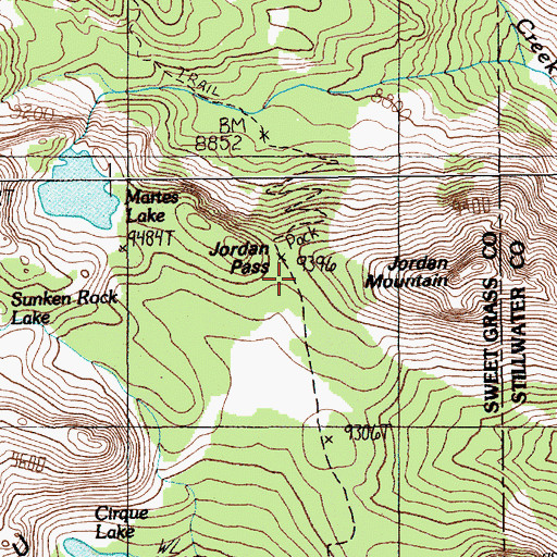 Topographic Map of Jordan Pass, MT