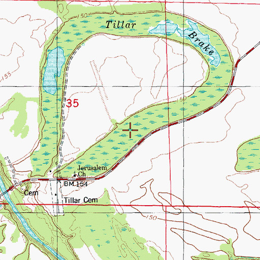 Topographic Map of Tillar Brake, AR