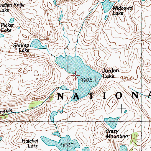 Topographic Map of Jorden Lake, MT