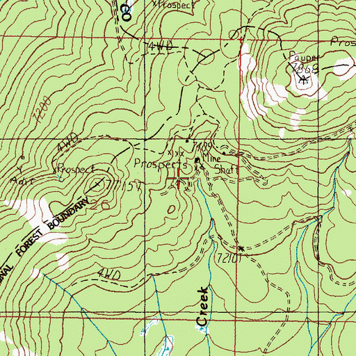 Topographic Map of Josephine Mine, MT