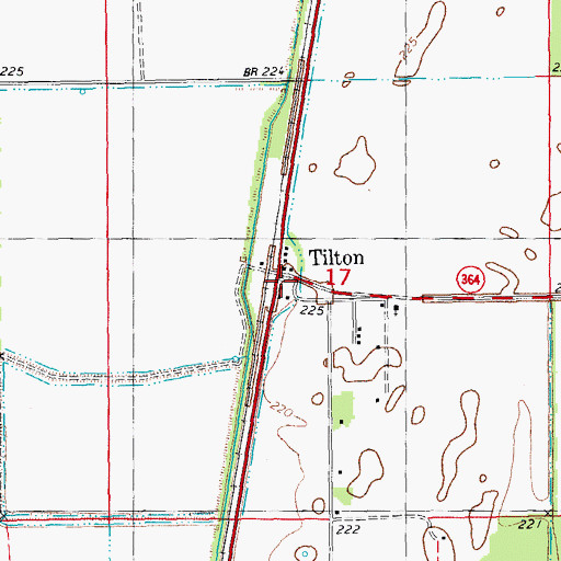 Topographic Map of Tilton, AR
