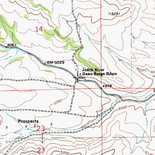 Topographic Map of Judith River Game Range Headquarters, MT