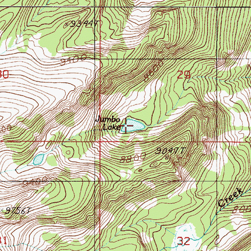 Topographic Map of Jumbo Lake, MT