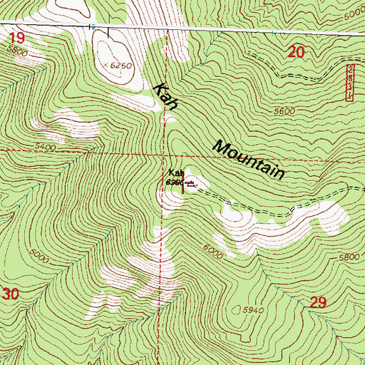 Topographic Map of Kah Lookout, MT