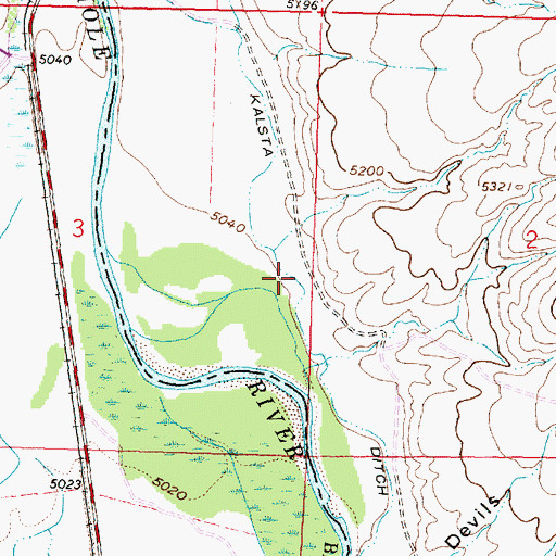 Topographic Map of Kalsta Ditch, MT