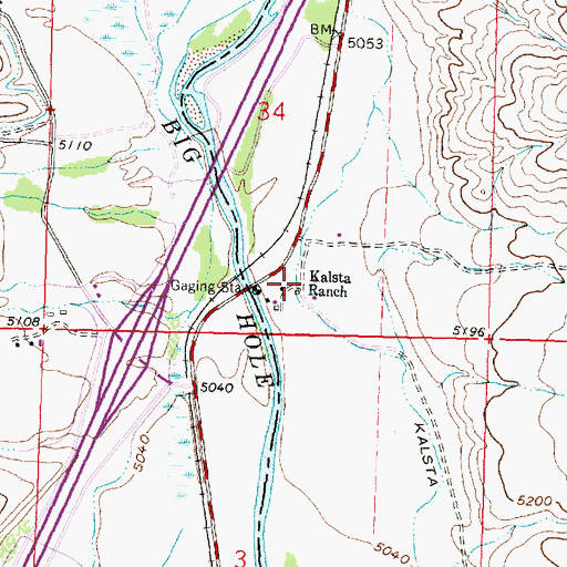 Topographic Map of Kalsta Ranch, MT