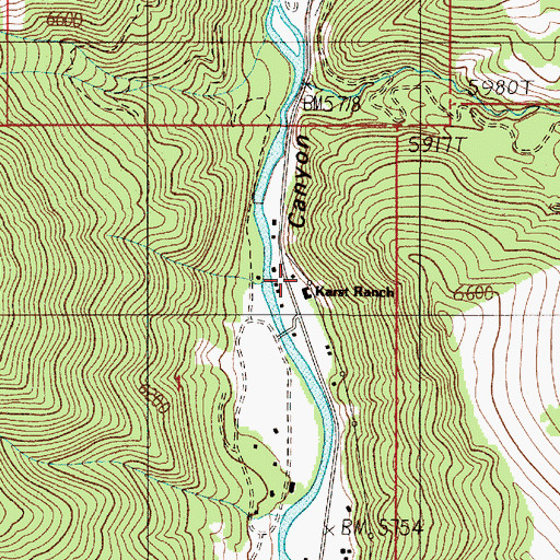Topographic Map of Karst Ranch, MT