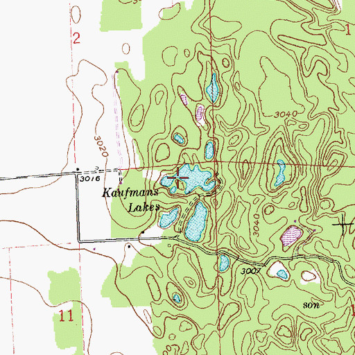 Topographic Map of Kaufmans Lake, MT