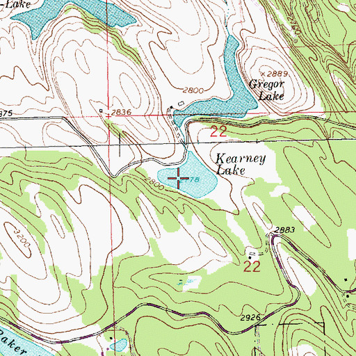 Topographic Map of Kearney Lake, MT