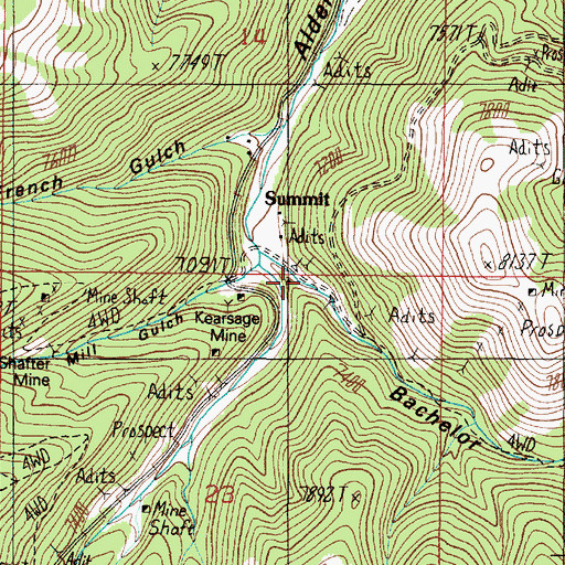 Topographic Map of Kearsage Mine, MT