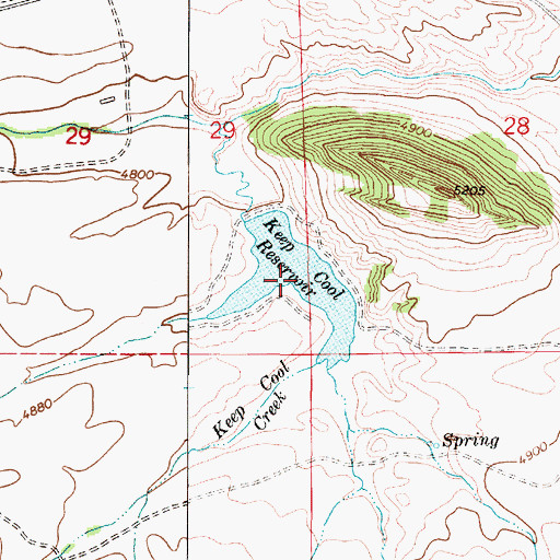 Topographic Map of Keep Cool Reservoir, MT