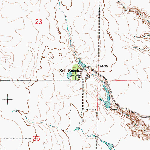 Topographic Map of Keil Ranch, MT