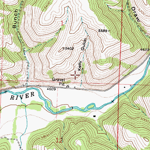 Topographic Map of Kelly Gulch, MT