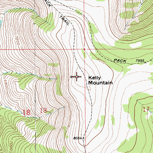 Topographic Map of Kelly Mountain, MT