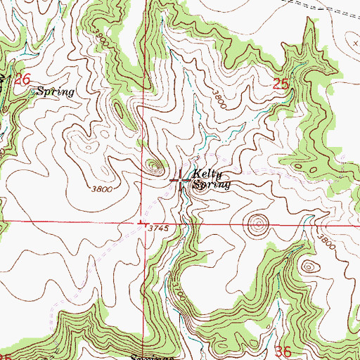 Topographic Map of Kelty Spring, MT