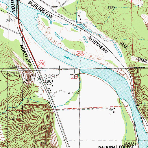 Topographic Map of Kennedy Creek, MT